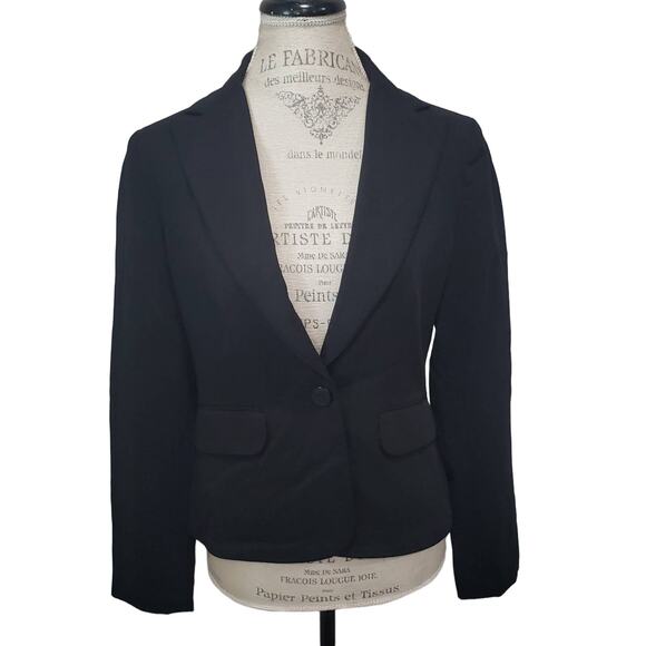 Nine & Company Basics Stretch Black Button Up Long Sleeved Blazer Suit Jacket - Picture 1 of 6